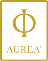 Símbolo phi de Clínica Aurea en dorado